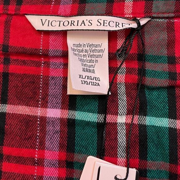 Victoria's Secret Plaid Button Sleepwear Top Women XL Red Short Sleeve NWT - Picture 4 of 7